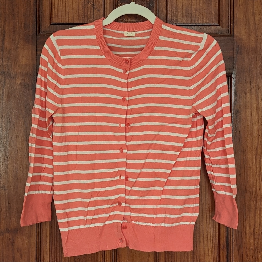 J Crew Factory ¾ lightweight coral cardigan